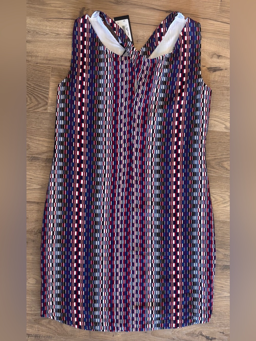 Armani Exchange A|X Colorful Geometric Cross Back Shift Dress Size 8 NWT